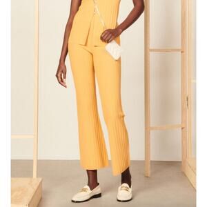 Sandro Paris Women’s Knit Trousers Yellow/Orange Straight-Leg Size FR 38/US 6